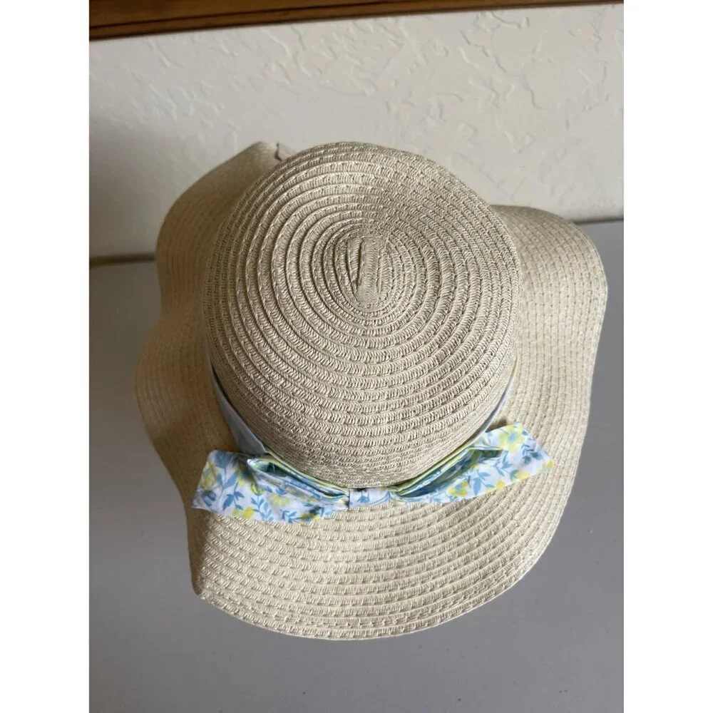 New! Tommy Bahama Kids Woven Floral Plaid Sun Hat One Size Kids
